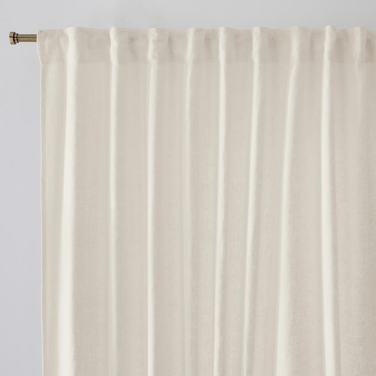 Image of Leinenvorgang Elba Mit Faltenband Unisex Beige 140 x 250 cm