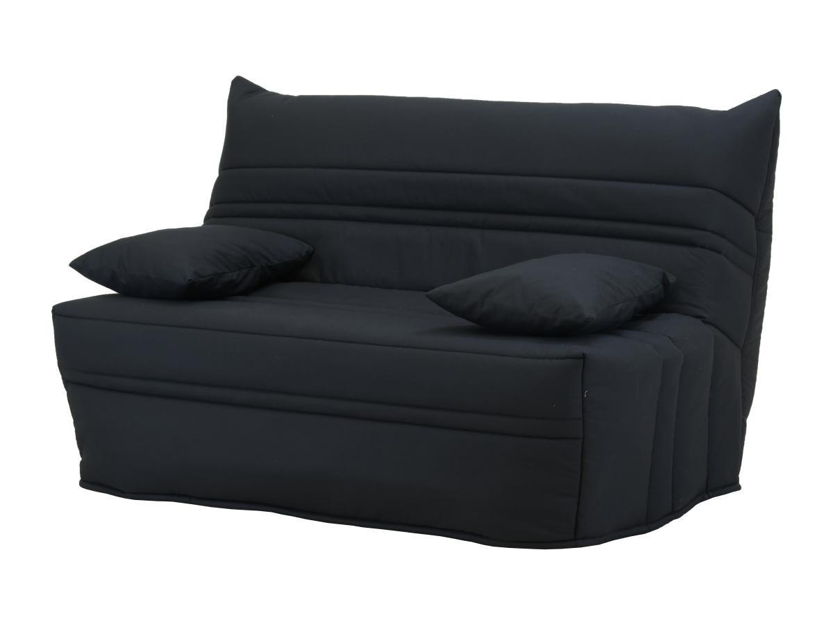 Vente-unique Canapé convertible BZ 100% coton fermeture assistée, 160x200 cm noir CANYON III  