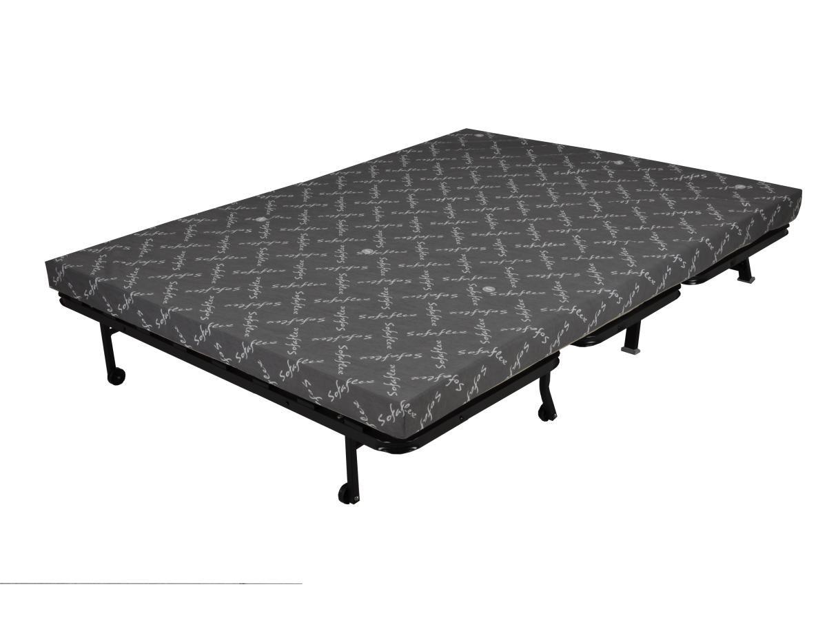 Vente-unique Canapé convertible BZ 100% coton fermeture assistée, 160x200 cm noir CANYON III  