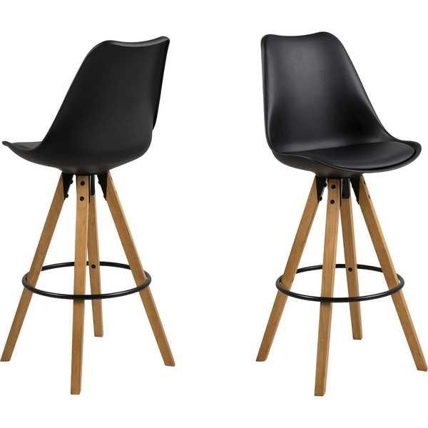 Image of Barhocker Giada Kunststoff Schwarz Sitzkissen Schwarz Eichegebeizt Ölbehandelt Barhocker Giada Kunststoff Schwarz Sitzkissen Schwarz Eichegebeizt Ölbehandelt