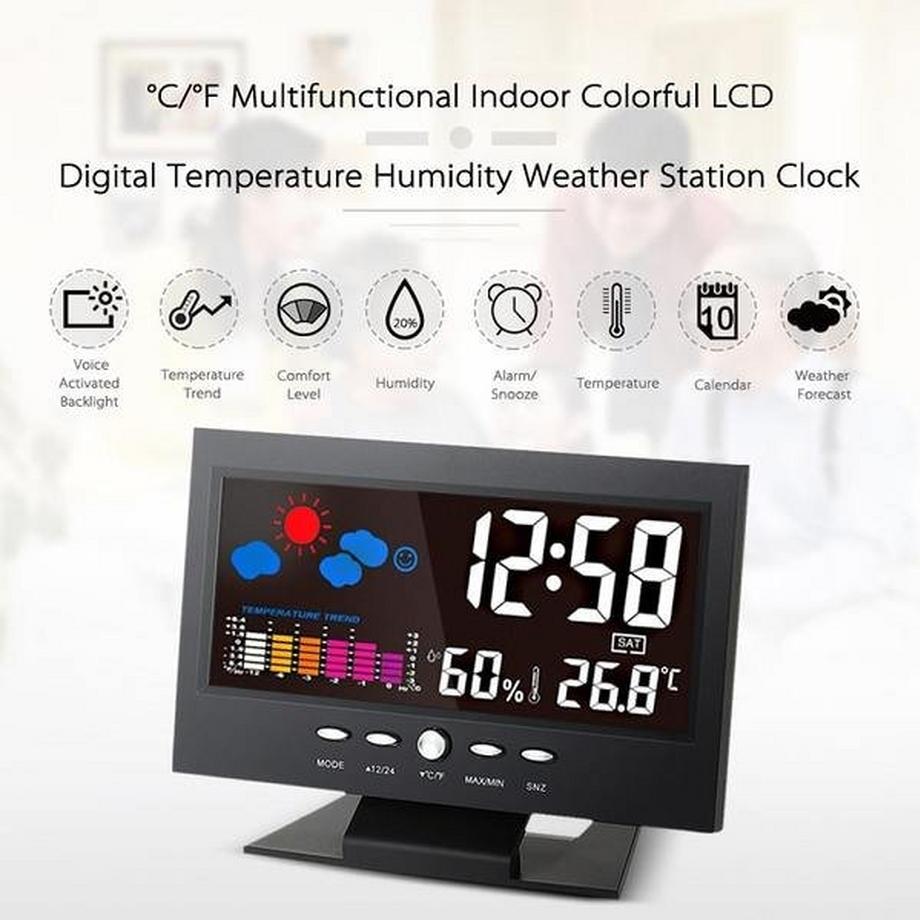 eStore  Digitale LED-Uhr, Alarm, Temperatur und Datum 