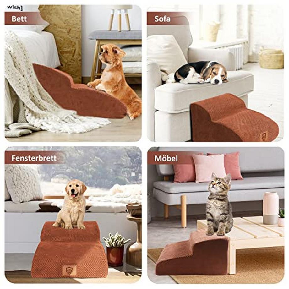 Alopini  Wasserdichte Hundetreppe für kleine Hunde, tragbare Hundetreppe mit 2 Stufen, abnehmbare 