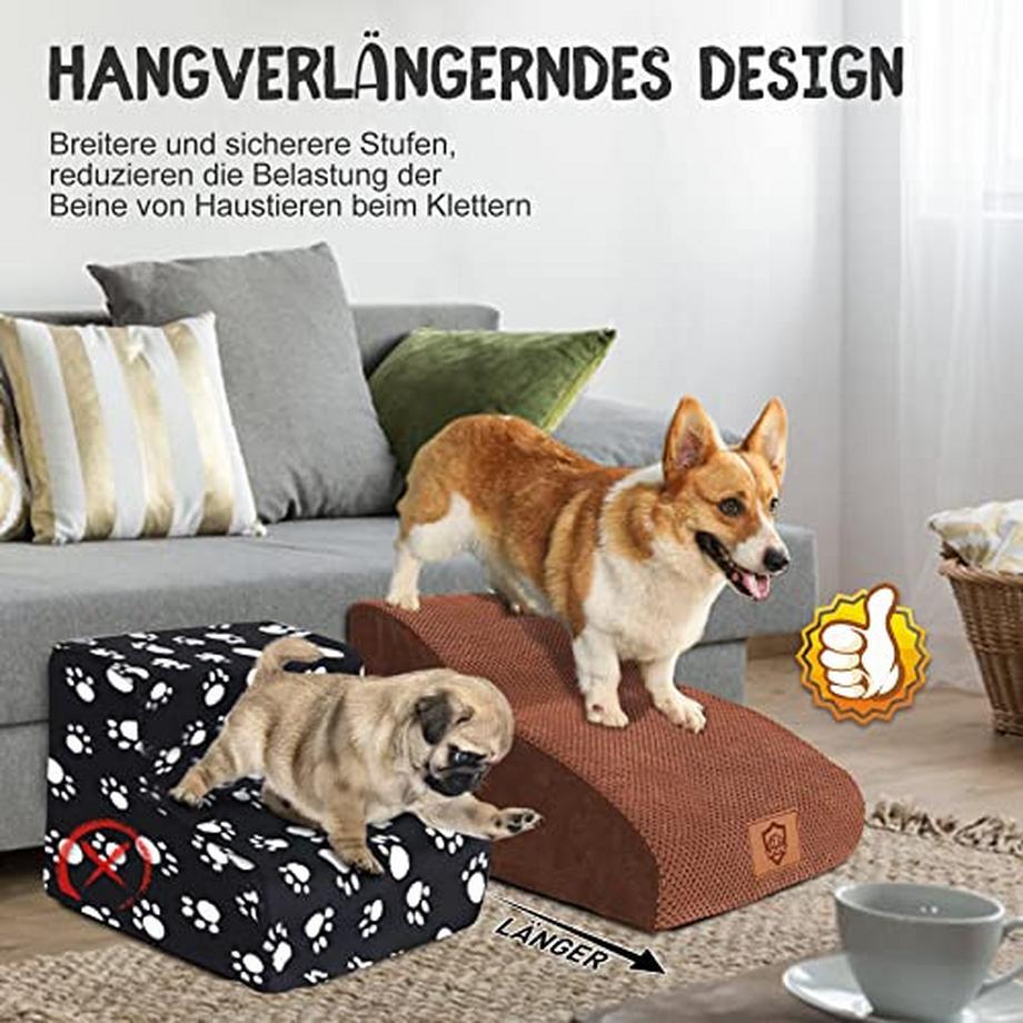 Alopini  Wasserdichte Hundetreppe für kleine Hunde, tragbare Hundetreppe mit 2 Stufen, abnehmbare 