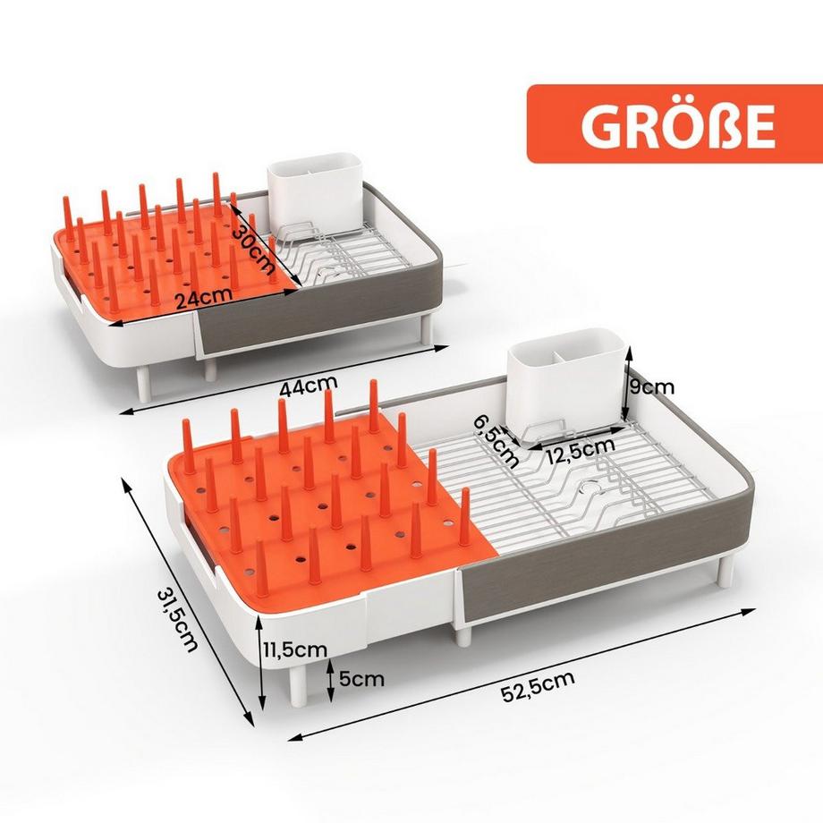 Northio Verstellbares Abtropfgestell mit Abnehmbarem Besteckhalter & Tassenhalter Erweiterbar  