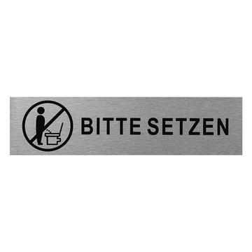 Aluminium-Türschild „Bitte Setzen“ 160x40mm