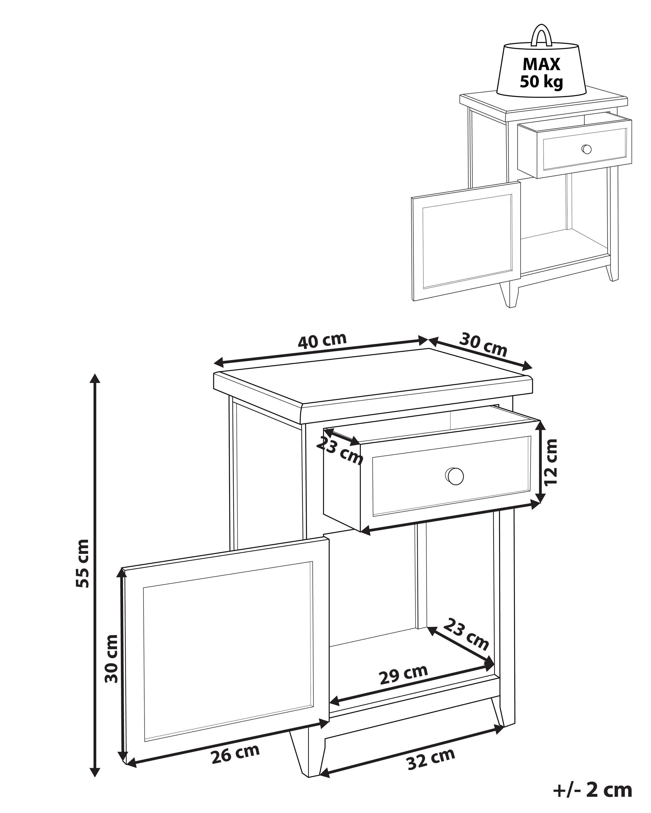 Beliani Comodino 1 cassetto en Fibra a media densità (MDF) Classico LAYOLA  