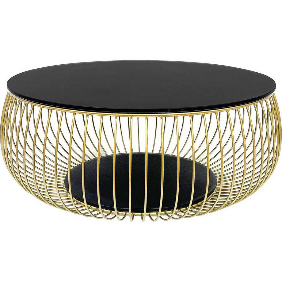 mutoni Table basse Nimoria verre or noir rond 86x35  