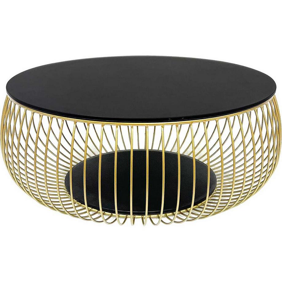 mutoni Table basse Nimoria verre or noir rond 86x35  
