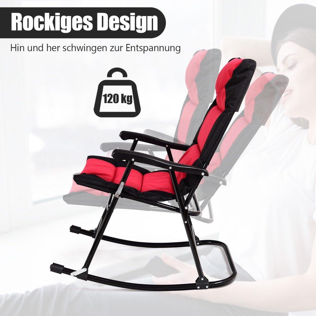 Northio Chaises longues à bascule 3 pièces avec table d'appoint chaise longue de jardin rouge + noir  