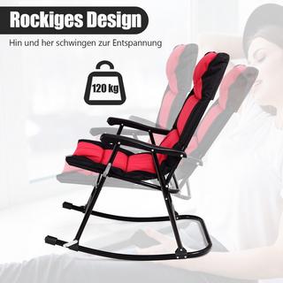 Northio Chaises longues à bascule 3 pièces avec table d'appoint chaise longue de jardin rouge + noir  