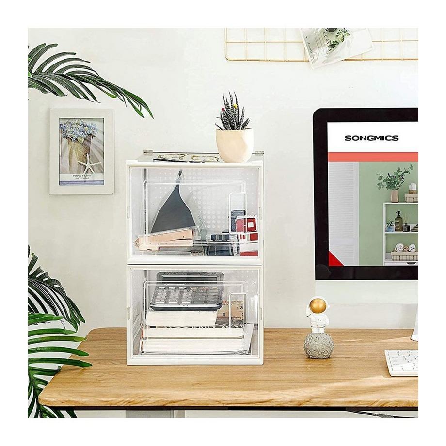 Calicosy Set aus 18 stapelbaren Schuhkartons aus transparentem Kunststoff  