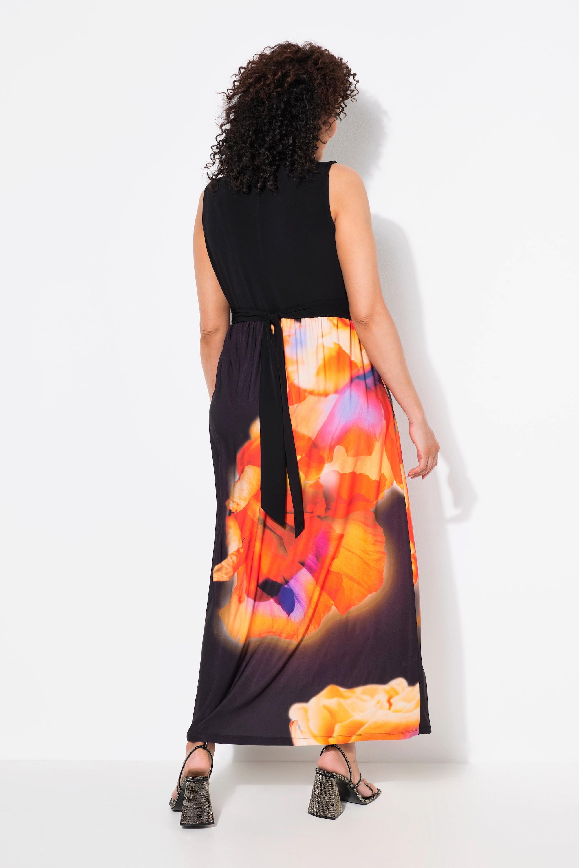 Ulla Popken Maxi Abito Stampa Floreale XL Linea ad A Scollo a V Senza Maniche  