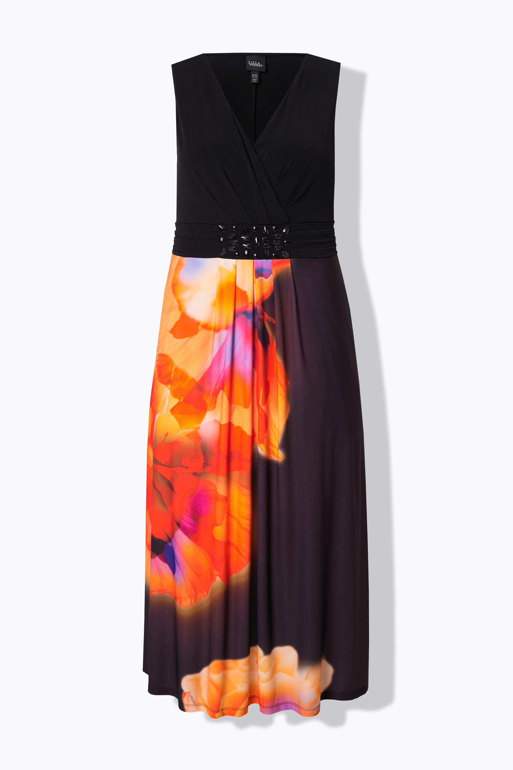 Ulla Popken Maxi Abito Stampa Floreale XL Linea ad A Scollo a V Senza Maniche  