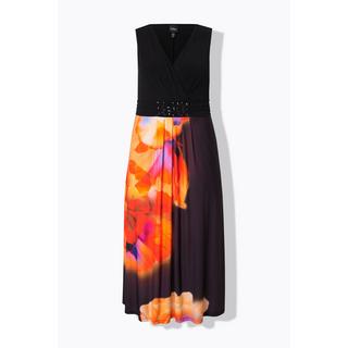 Ulla Popken Maxi Abito Stampa Floreale XL Linea ad A Scollo a V Senza Maniche  