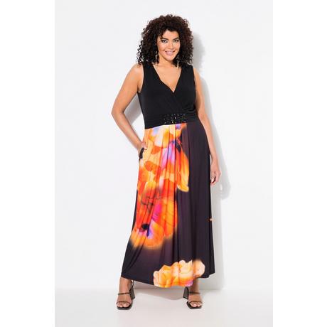 Ulla Popken Maxi Abito Stampa Floreale XL Linea ad A Scollo a V Senza Maniche  