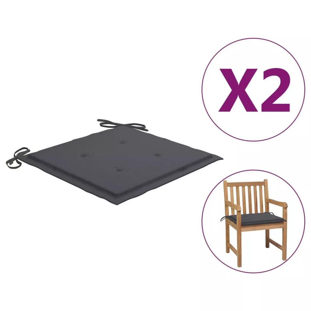 Coussins de chaise de jardin lot de 2 anthracite 50x50x3 cm