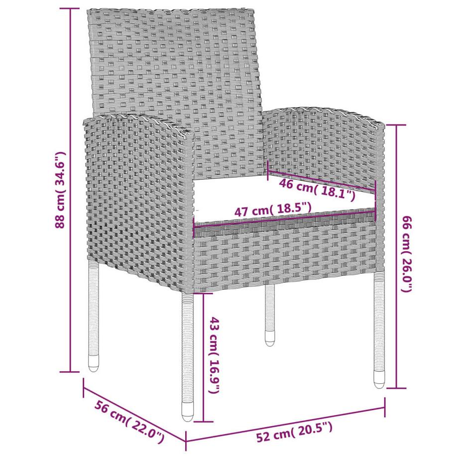 VidaXL Ensemble de salle à manger de jardin rotin synthétique  