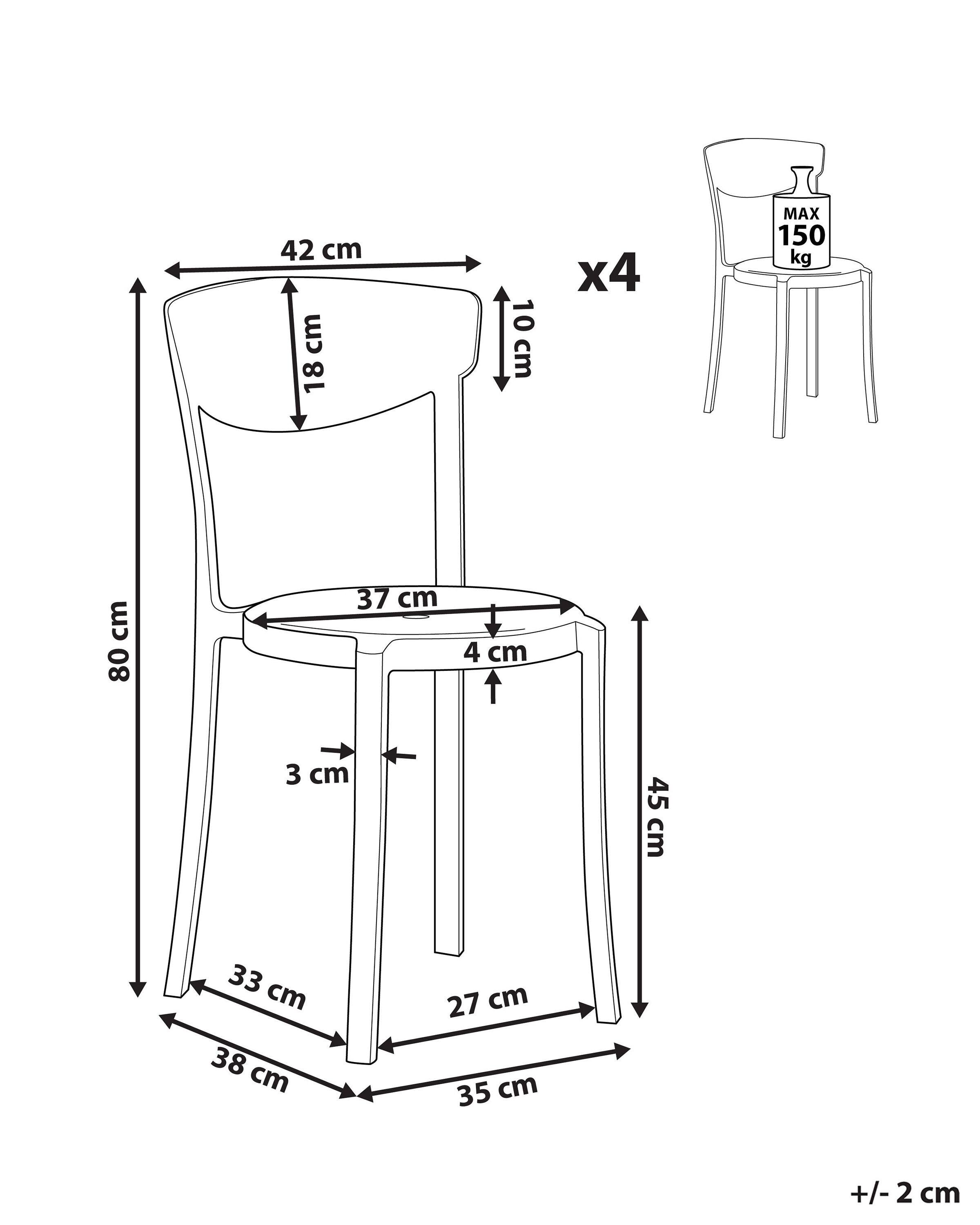 Beliani Gartenstuhl 4er Set aus Kunststoff Modern VIESTE  