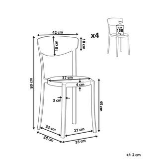 Beliani Gartenstuhl 4er Set aus Kunststoff Modern VIESTE  