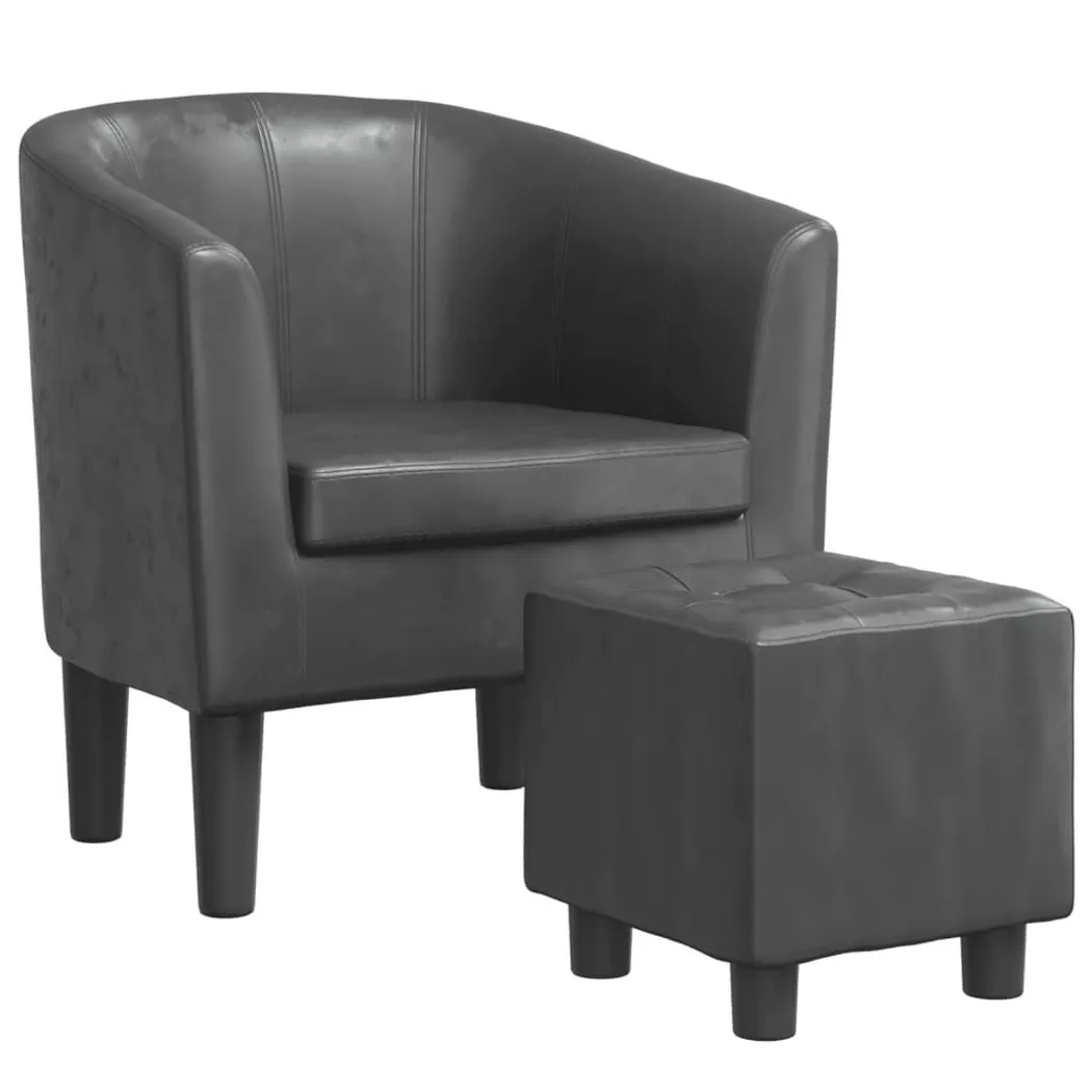 Fauteuil avec repose-pied gris similicuir Vidaxl
