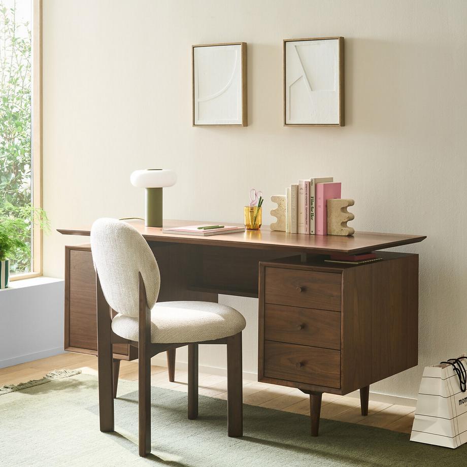 La Redoute Intérieurs Vintage Schreibtisch mit doppeltem Korpus aus Nussbaum furniert  