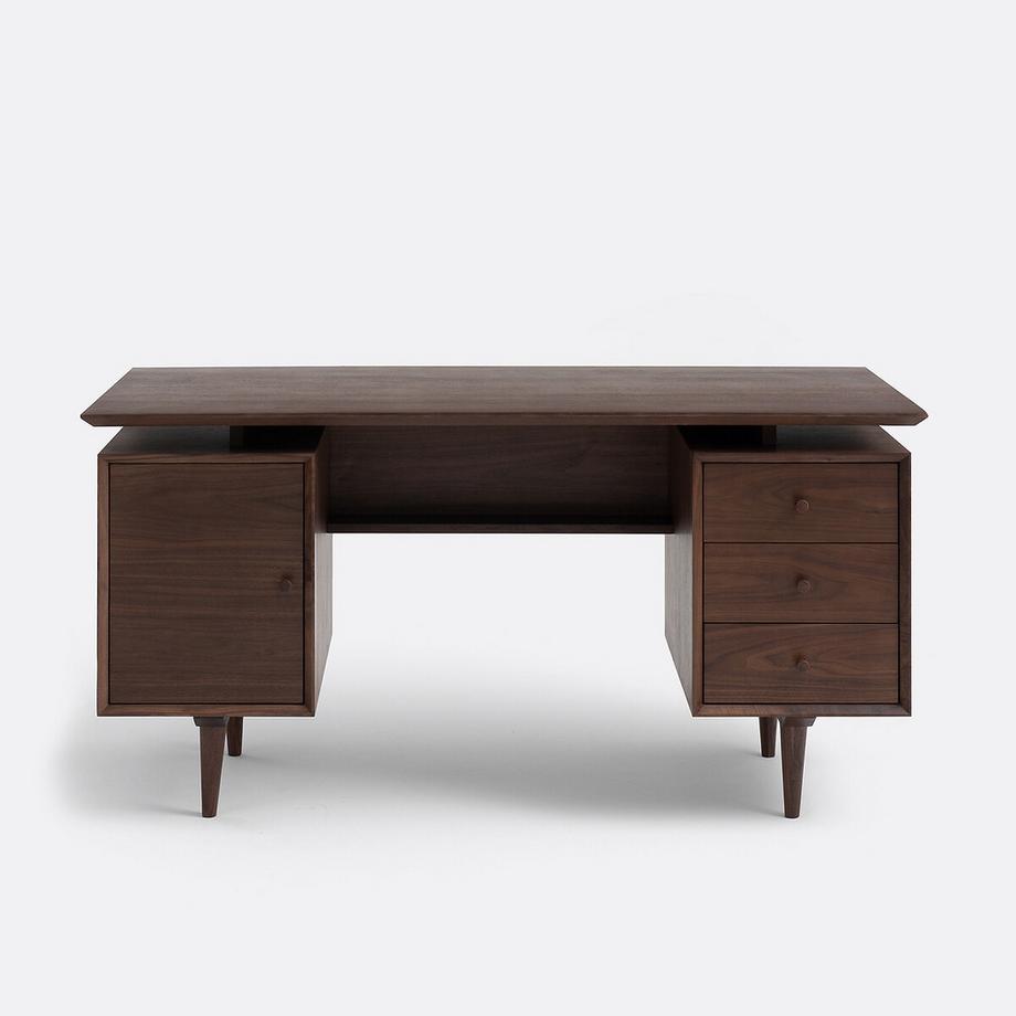 La Redoute Intérieurs Vintage Schreibtisch mit doppeltem Korpus aus Nussbaum furniert  