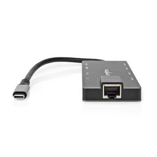Nedis  USB-Multi-Port-Adapter | USB 3.2 Gen 1 | USB-C™ Stecker | HDMI™ Ausgang / RJ45 Buchse / SD / 2x USB-C™ / 3,5 mm Buchse / 3x USB-A Buchse | 5 Gbps | 0,20 m | Rund | Vergoldet | PVC | Anthrazit | Box 