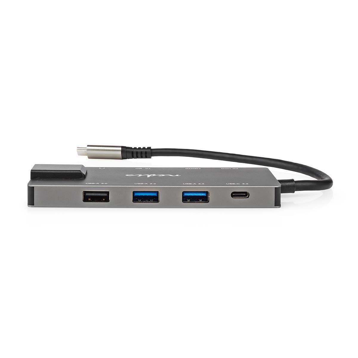 Nedis  USB-Multi-Port-Adapter | USB 3.2 Gen 1 | USB-C™ Stecker | HDMI™ Ausgang / RJ45 Buchse / SD / 2x USB-C™ / 3,5 mm Buchse / 3x USB-A Buchse | 5 Gbps | 0,20 m | Rund | Vergoldet | PVC | Anthrazit | Box 