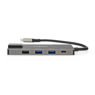 Nedis  USB-Multi-Port-Adapter | USB 3.2 Gen 1 | USB-C™ Stecker | HDMI™ Ausgang / RJ45 Buchse / SD / 2x USB-C™ / 3,5 mm Buchse / 3x USB-A Buchse | 5 Gbps | 0,20 m | Rund | Vergoldet | PVC | Anthrazit | Box 