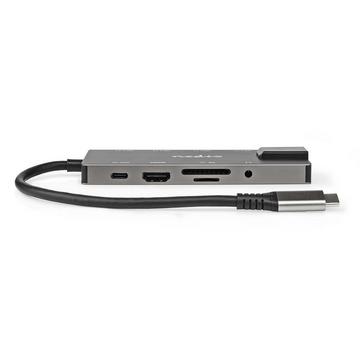 Adaptateur multiport USB | USB 3.2 Gen 1 | USB-C™ mâle | Sortie HDMI™ / RJ45 femelle / SD / 2x USB-C™ / 3,5 mm femelle / 3x USB-A femelle | 5 Gbps | 0,20 m | Rond | Plaqué or | PVC | Anthracite | Boîte