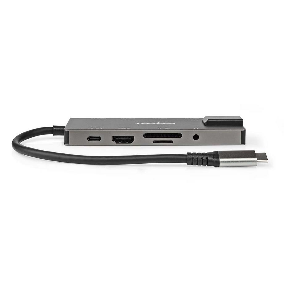 Adaptateur multiport USB | USB 3.2 Gen 1 | USB-C™ mâle | Sortie HDMI™ / RJ45 femelle / SD / 2x USB-C™ / 3,5 mm femelle / 3x USB-A femelle | 5 Gbps | 0,20 m | Rond | Plaqué or | PVC | Anthracite | Boîte