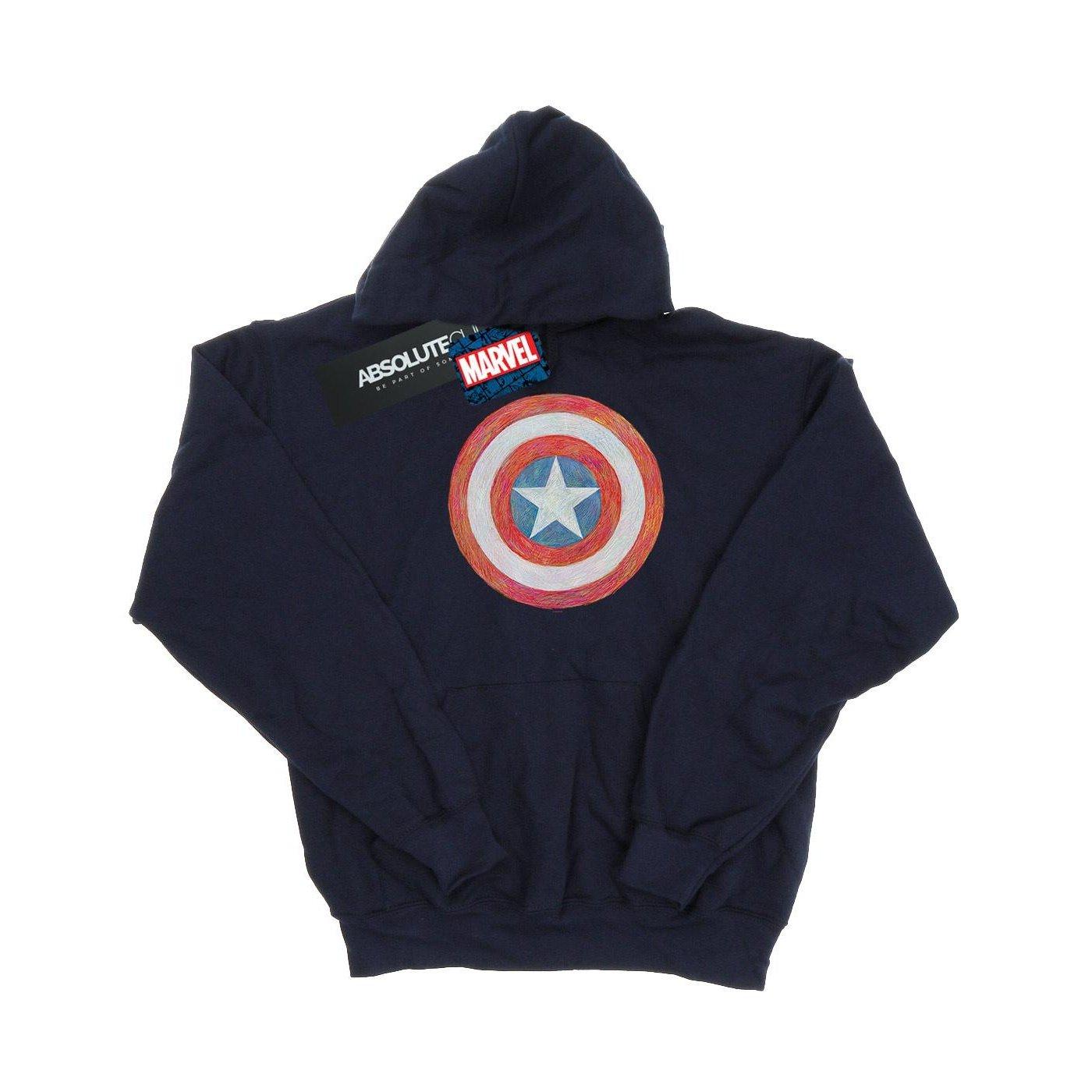 Image of Captain America Sketched Shield Kapuzenpullover Unisex Marine 128