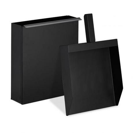 Northix Schwarzer schmaler Ascheeimer mit Schaufel  