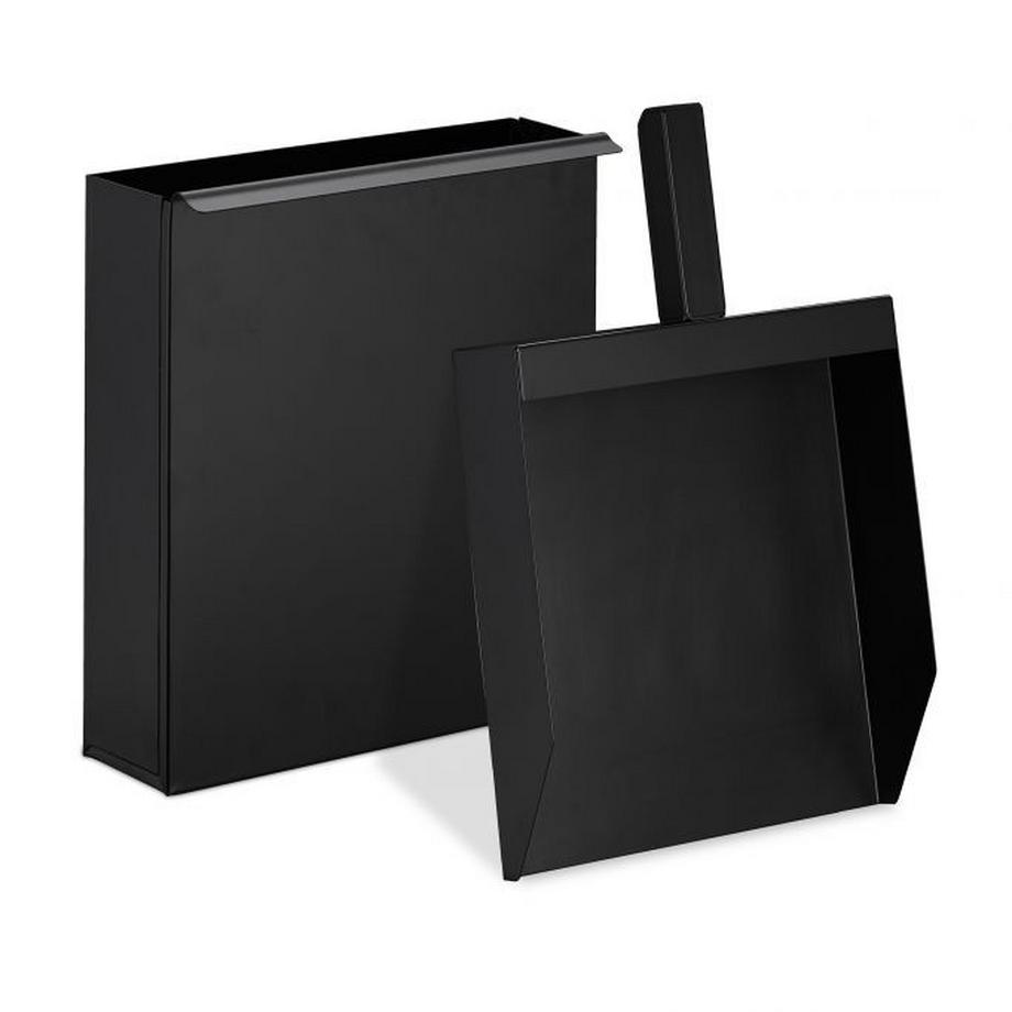 Secchio nero stretto per la cenere con pala