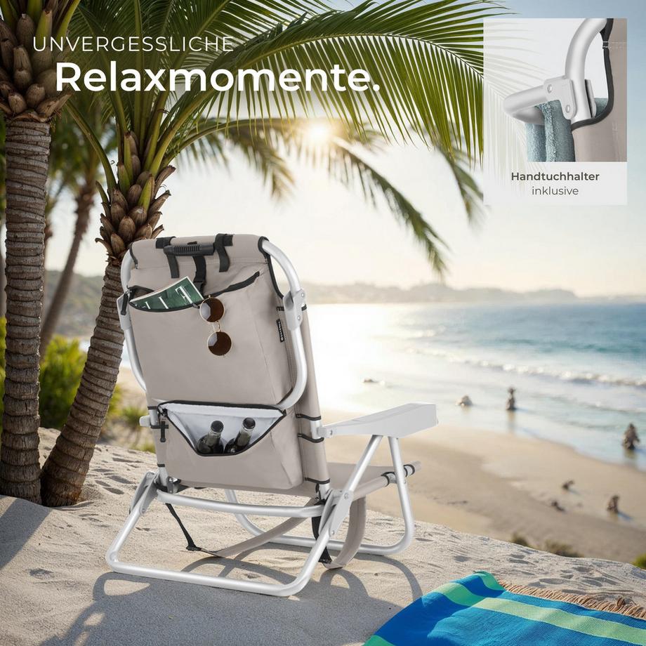 Tectake Chaise De Plage Aluminium Pliable Confortable Avec Dossier Réglable Et Coussin Appui-tête, 2 Pièces  