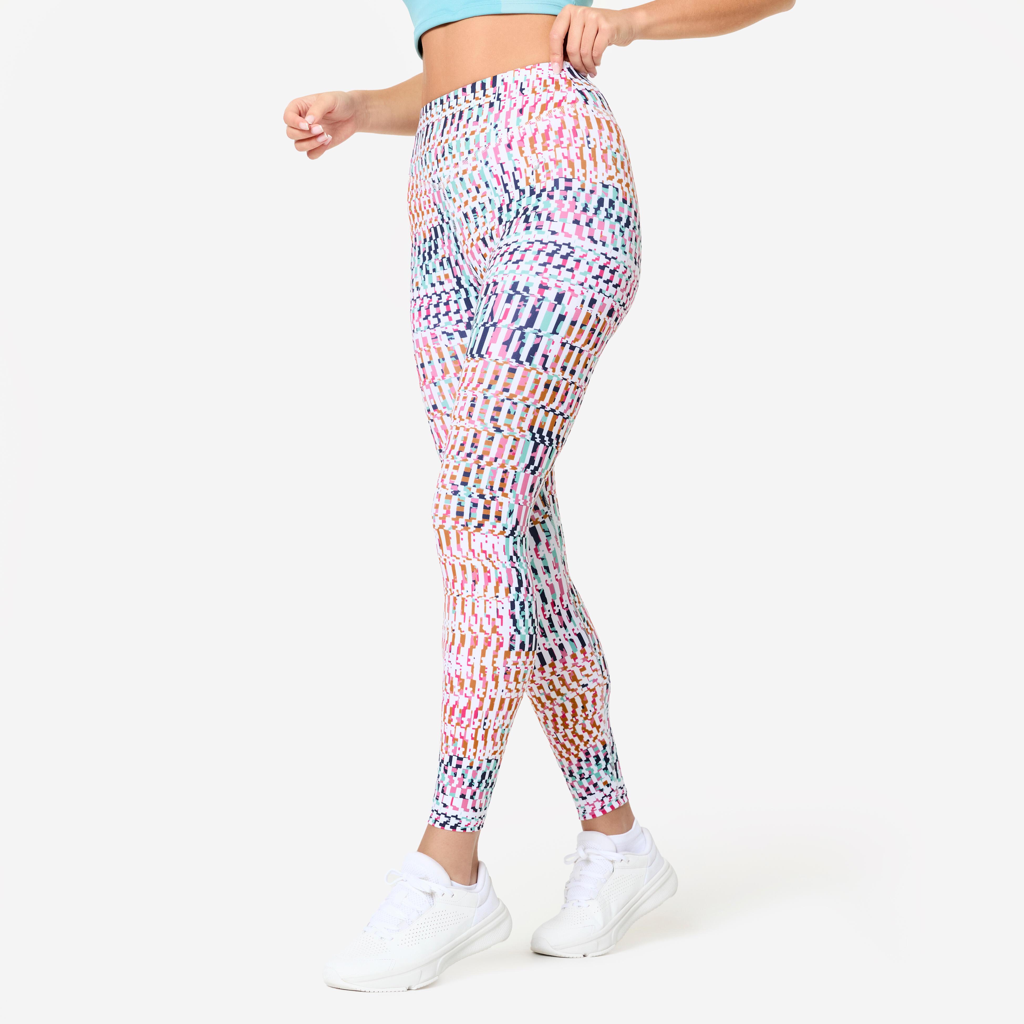 Legging Avia Taille Haute Gris à Motifs - Femme Taille M, Avec Poches Latérales, Idéal Yoga