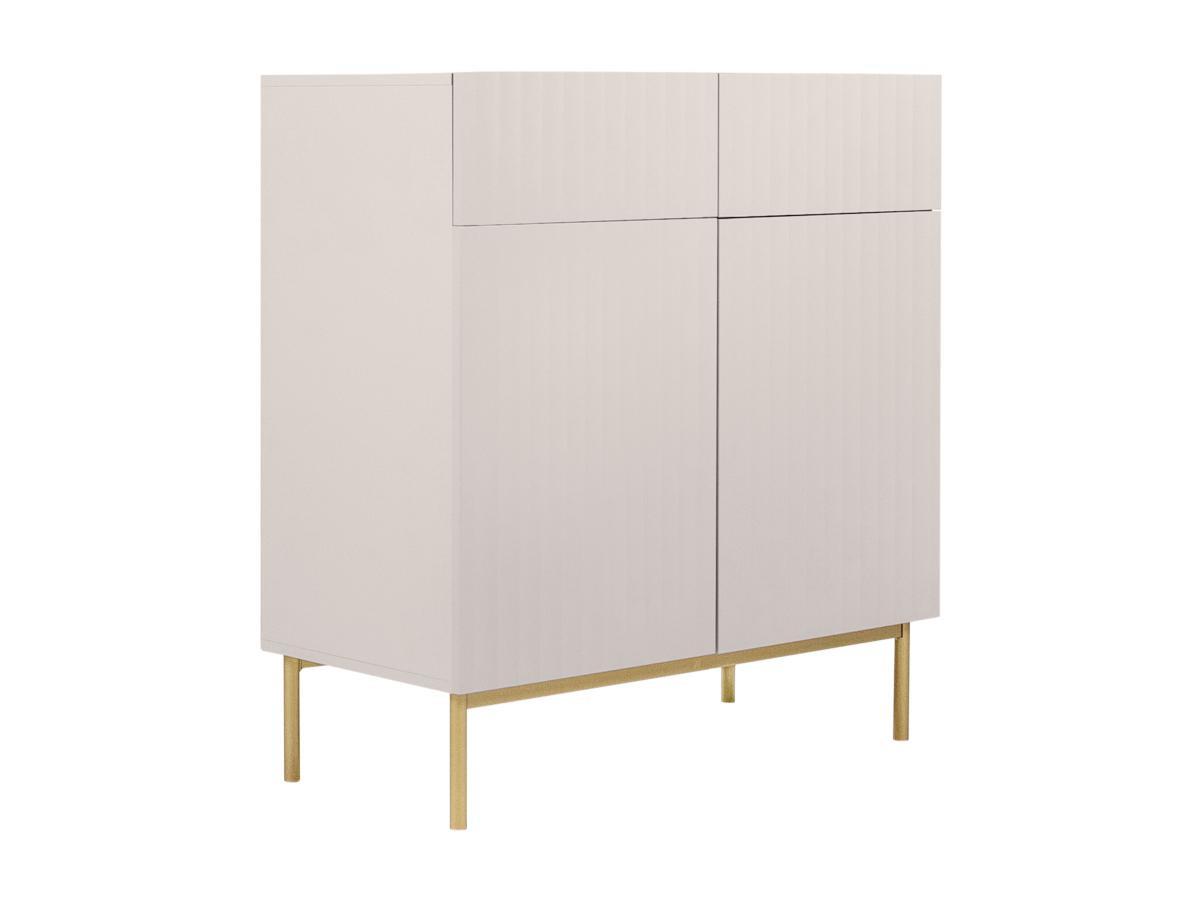 Image of Highboard Mit 2 Türen & 2 Schubladen - Mdf & Stahl - Beige & Goldfarben - Evilana Unisex Beige ONE SIZE