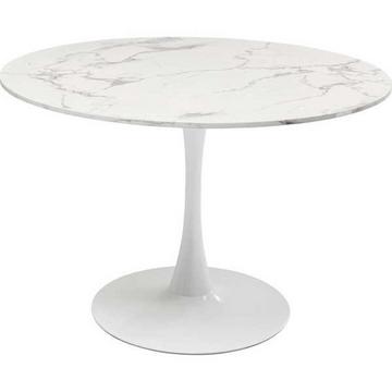 Table Schickeria aspect marbre blanc ronde 110