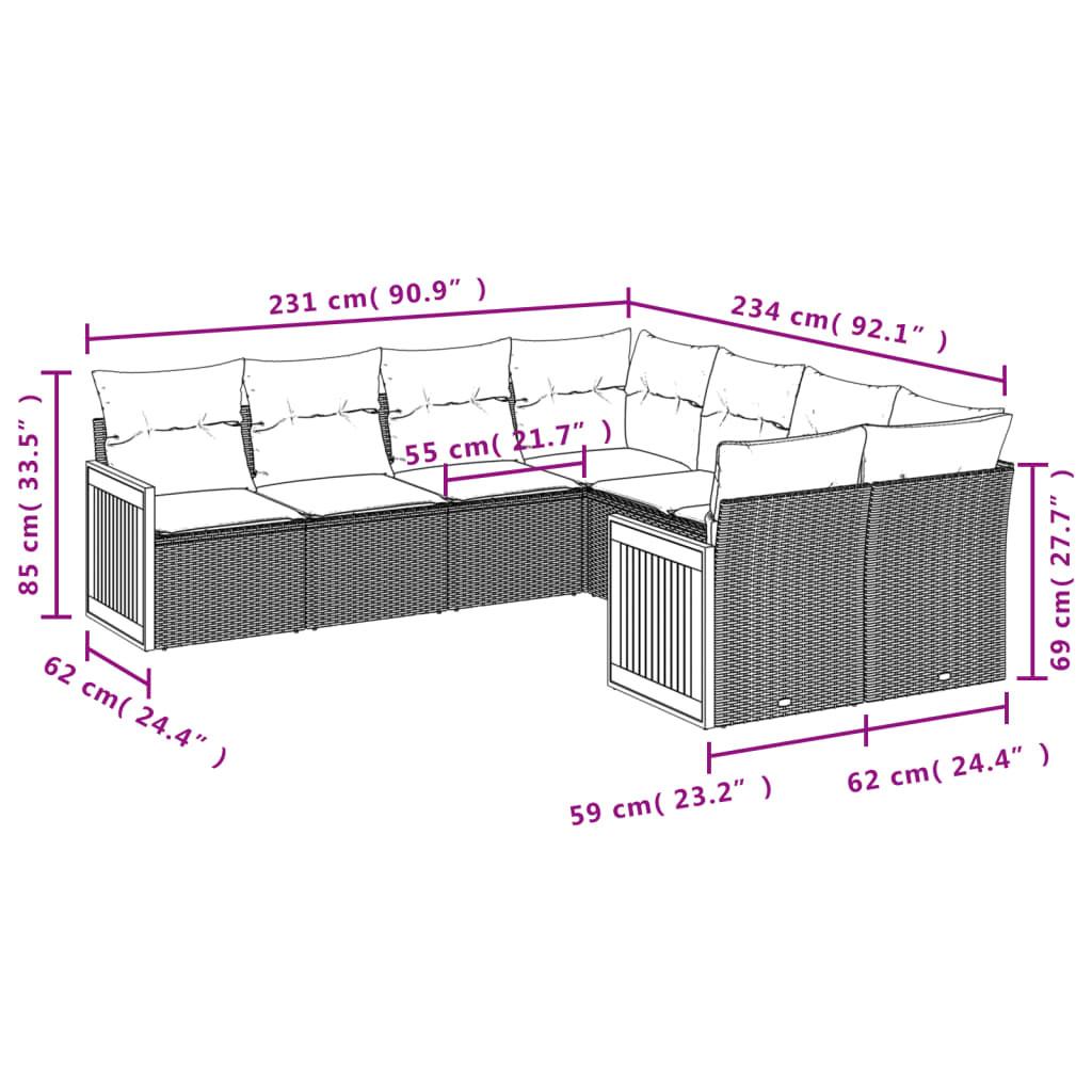 VidaXL Ensemble de canapés de jardin rotin synthétique  