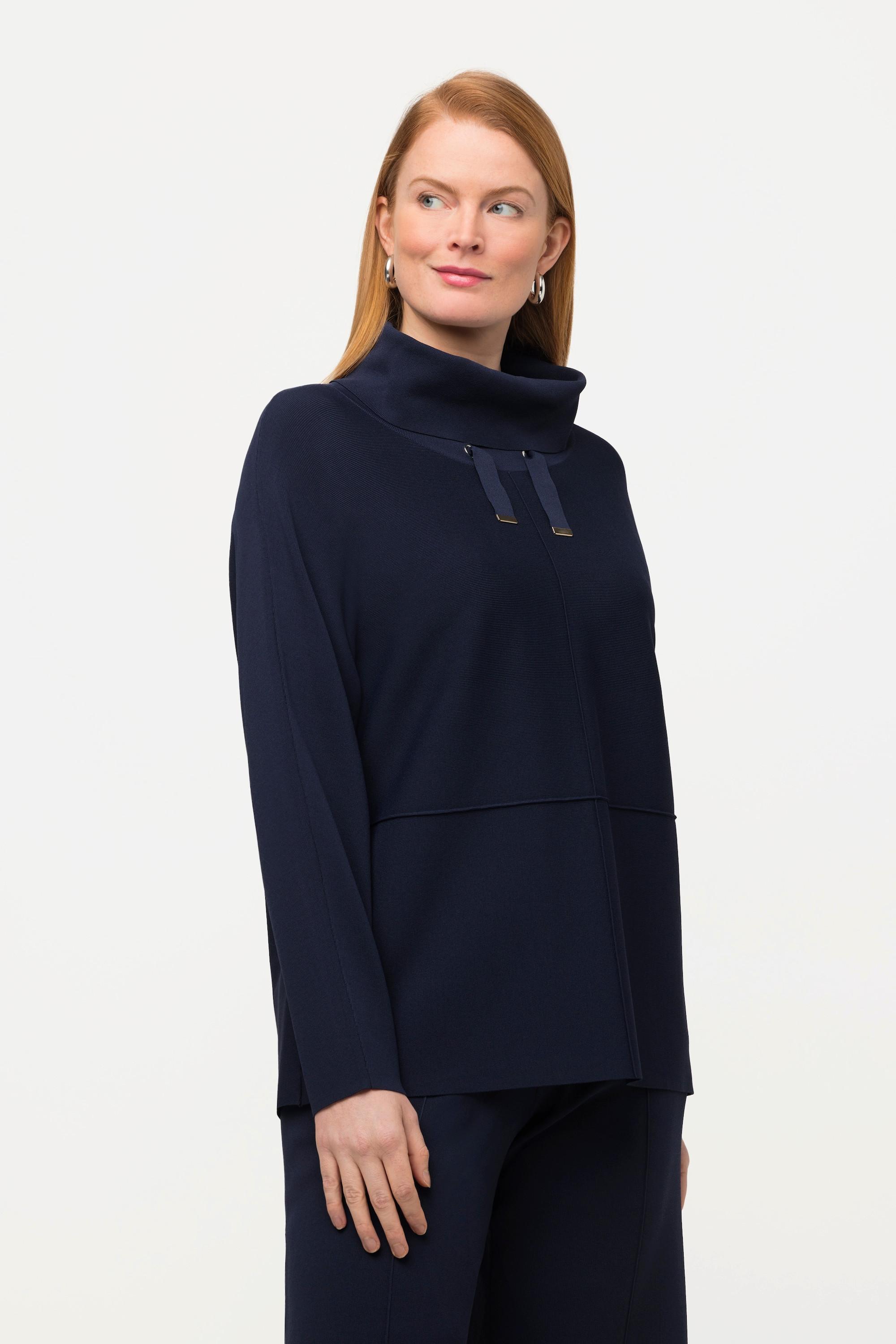 Ulla Popken  Maglione dal taglio oversize con collo alto e maniche lunghe a pipistrello 