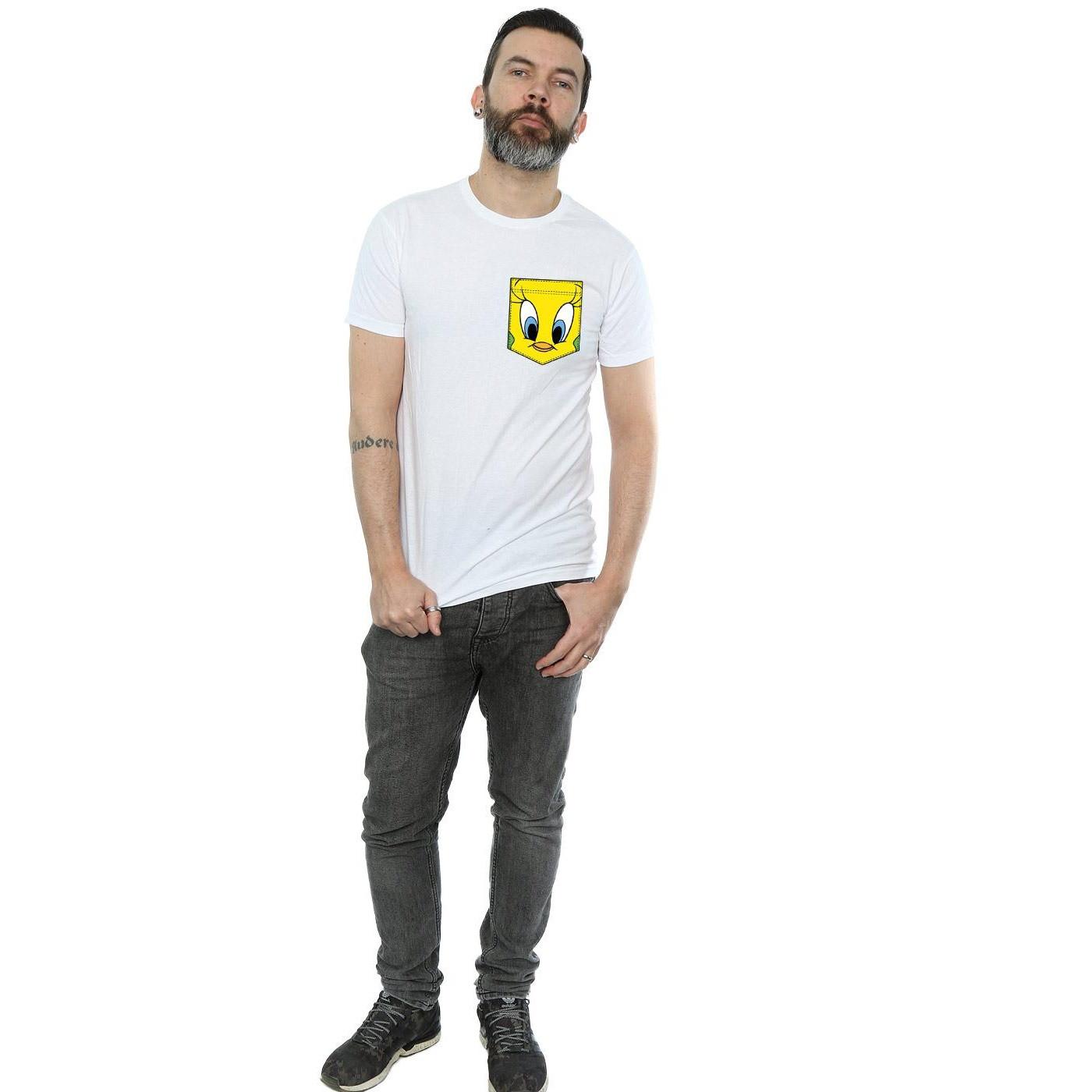 LOONEY TUNES  Tweety Pie Face Faux Pocket TShirt 