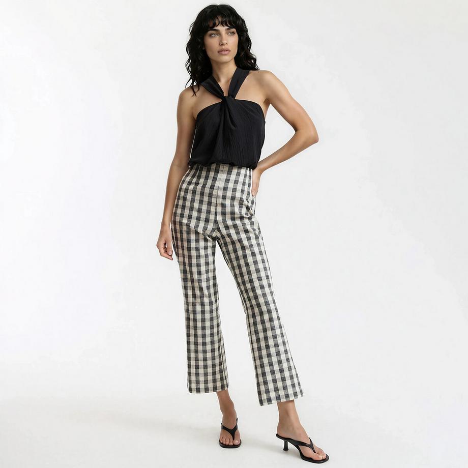 La Redoute Collections Pantalon Bootcut 7/8 Longueur Imprimé Vichy  