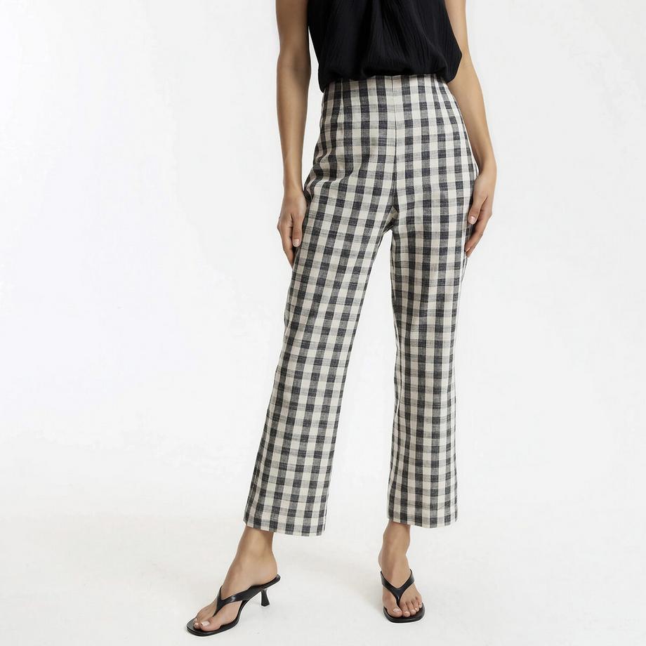 Pantalon bootcut 7/8 ème imprimé vichy&nbsp;