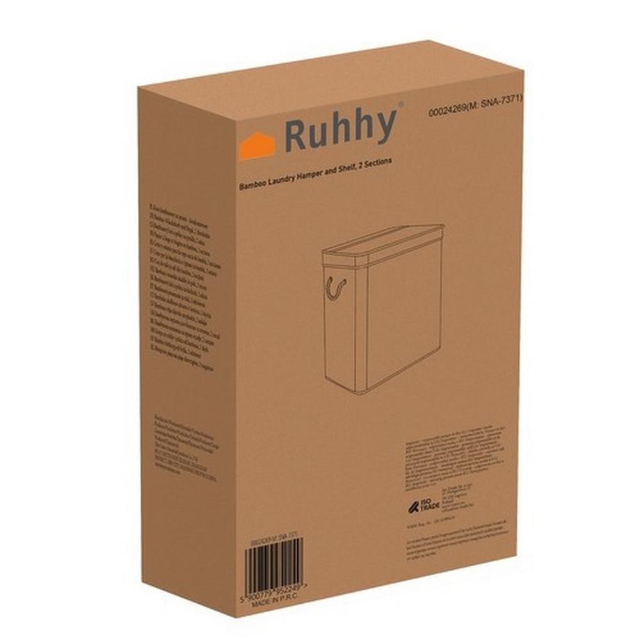 Ruhhy Panier à linge en bambou - deux chambres Ruhhy 24269  