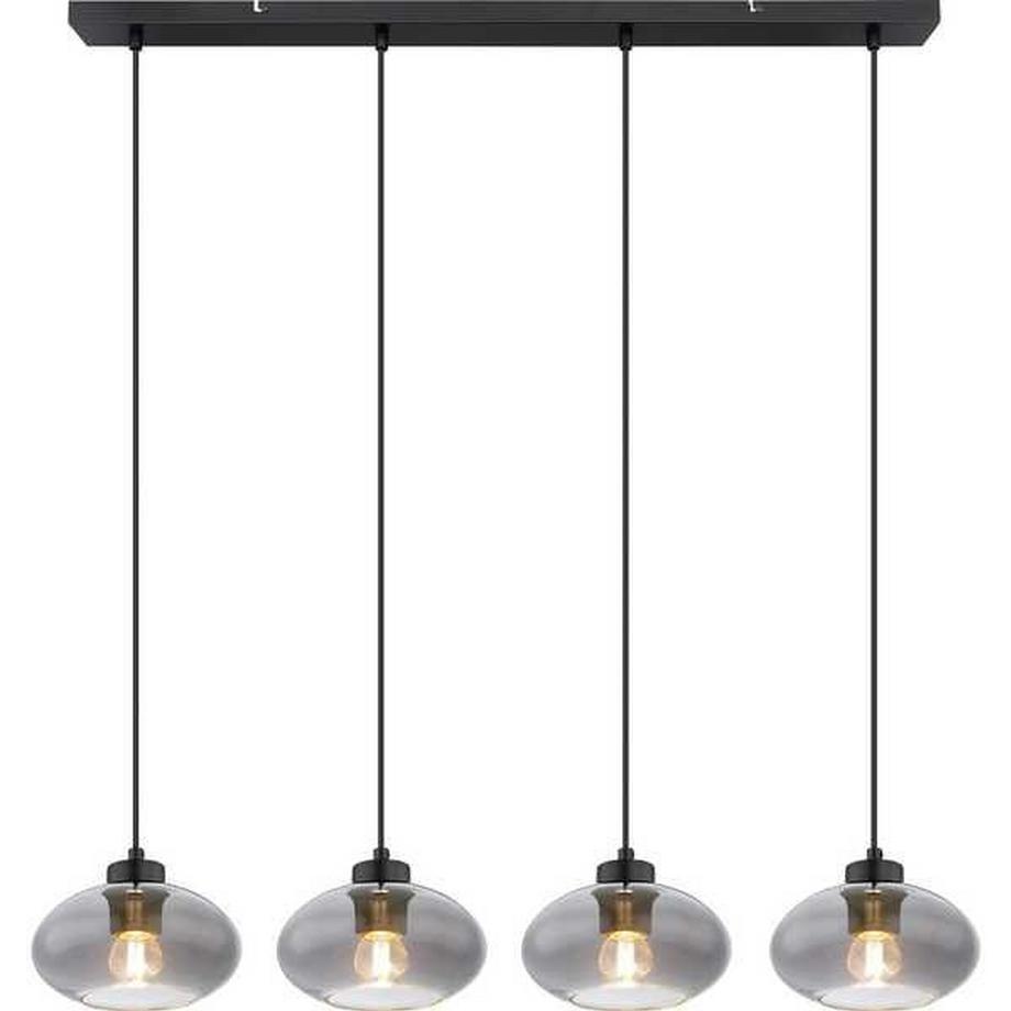 mutoni Lampe à suspension métal noir mat 4xE27  