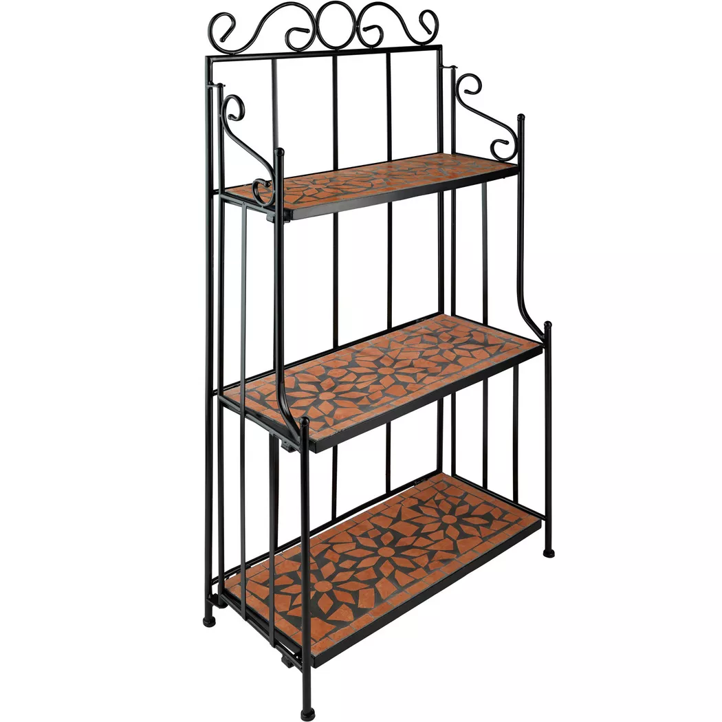 tectake® Metallregal, mit 3 Mosaikböden, bodenschonende Gummifüße, 61 x 29 x 114 cm
