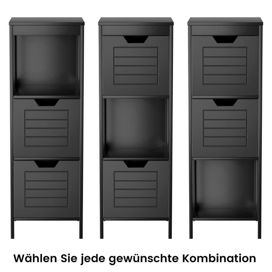 B2X Badkommode aus Holz Badschrank mit 2 Schubladen 30 x 30 x 89 cm Schwarz  