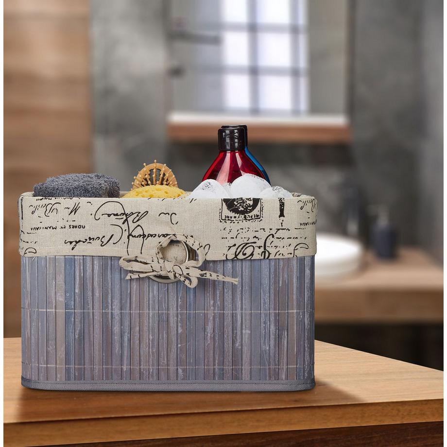 B2X Cestino portaoggetti in bambù grigio  