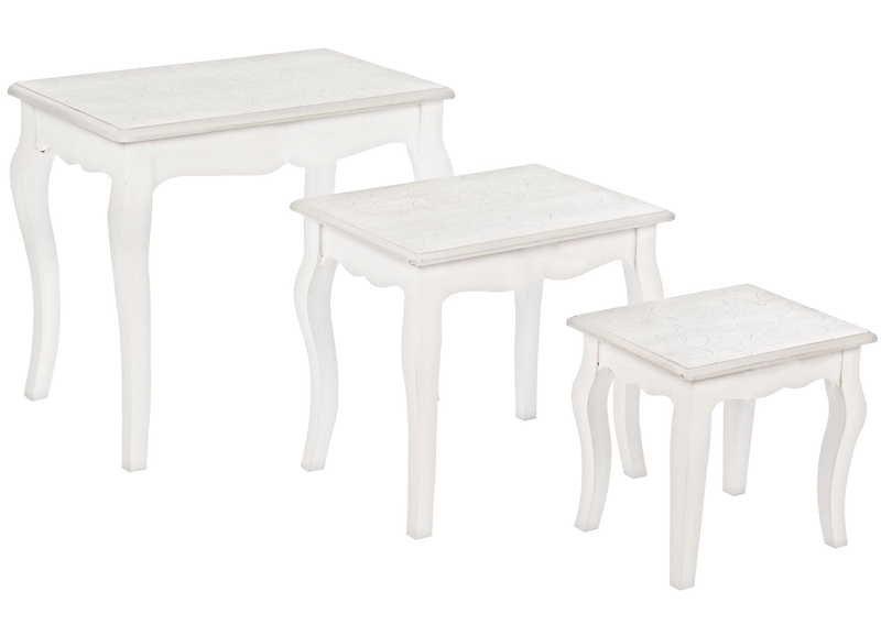 mutoni Tables d'appoint Clorine Blanc (série de 3)  