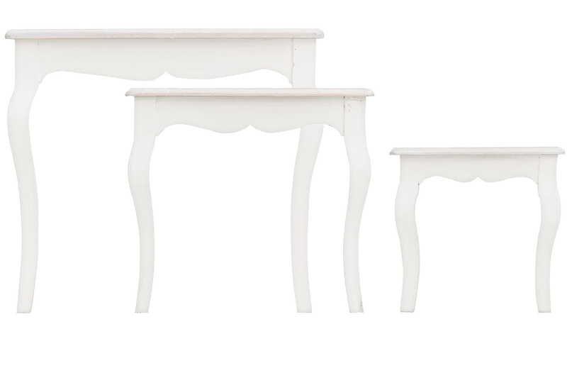 mutoni Tables d'appoint Clorine Blanc (série de 3)  